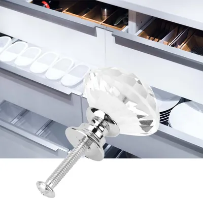 Image de 1PCS 30mm Diamond Shape Crystal Glass Pull Handle Cabinet Drawer Door Knob (Transparet)