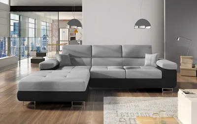 Produktbild von NABBI Ecksofa mit Zersetzung u Lagerraum Alkazar L - hellgrau (Monolith 84)/ Schwarz (Monol