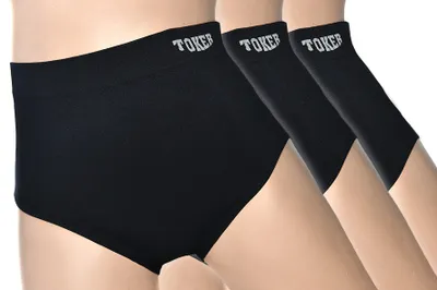 Produktbild von TOKER COLLECTION® Taillenslip *Toker* Seamless ohne Nähte super elastisch und weich (3er Pack) mit Toker Logo am Wäschebund, Schwarz, Größe XXL