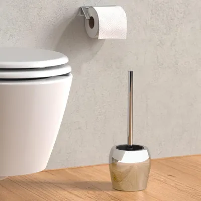 Produktbild von WC-Bürstenhalter Chrom - freistehende Toilettenbürste mit Ständer - Badezimmer Toilettenbürste - abnehmbare Bürstenkopf