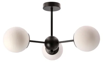 Immagine prodotto di Lampada da soffitto con sfere bianche Calari, bianco e nero, 3xE14x40W, metallo, dimensioni: 28x54x54 cm, IP20, Candellux
