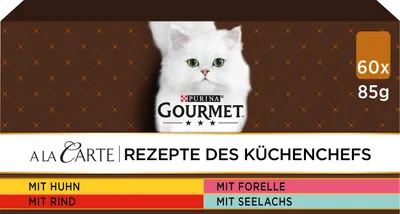 Produktbild von Gourmet A la Carte Katzenfutter nass, Sorten-Mix, 60er Pack (60 x 85g)