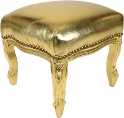 Produktbild von Casa Padrino Barock Fußhocker Gold Lederoptik / Gold - Antik Stil Möbel - Hocker