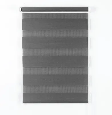 Zebra-Rollo Tag & Nacht, 94x165 cm, grau, Doppelschicht, blickdicht/transparent
