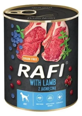 Zdjęcie produktu dla Rafi Mokra Karma Dla Psów Z Jagnięciną, Borówką I Żurawiną 800 G