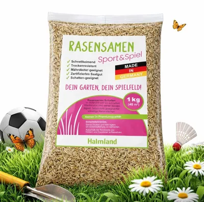 Produktbild von halmland Premium Rasensamen Sport&Spiel 1kg = 40m² schnellkeimend