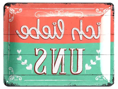 Produktbild von Retro Blechschild ICH LIEBE UNS, Metallschild mit Spruch für Freundschaft, Deko im Shabby Chic Stil, 15x20 cm