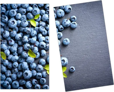 Produktbild von Spritzschutz Herdabdeckplatte Schneidebrett aus Glas Heidelbeeren auf Tisch 2-Teilig (60x52cm)