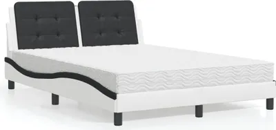 Image de vidaXL Cadre de lit sans matelas "Zadar" blanc et noir 140x190 cm similicuir