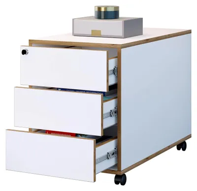 Produktbild von Rollcontainer | Beistellcontainer mit drei Schubladen | Maße ca. H. 50 x B. 39 x T. 70 cm | Bürocontainer abschließbar