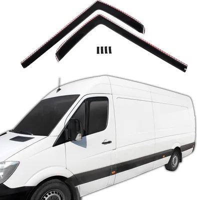 Produktbild von J&J AUTOMOTIVE | GP Windabweiser Für Mercedes Sprinter 2006-2018 2tlg, GP Regenabweiser, Schwarz, Getönt, Aerodynamisch, Einfache Montage, Befeistigung mit Clips