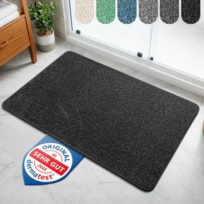Image de Tapis de bain noir – antidérapant et lavable – tapis de bain très absorbant – tapis de douche hygiénique – tapis de bain antidérapant et lavable, 60 x 110 cm, séchage rapide