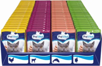 Zdjęcie produktu dla Karma pełnoporcjowa dla kotów sterylizowanych Prevital 4 smaki 96 x 100 g