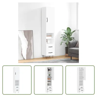 Produktbild von The Living Store Highboard Weiß 34,5x34x180 cm Holzwerkstoff