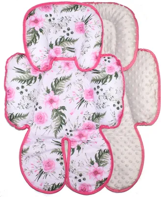 Produktbild von Sitzverkleinerer MINKY Einlage Baby Kind für Auto Kindersitz Babyschale Einsatz 30. Flowers + Grau