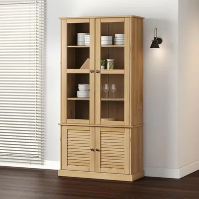 Image de Vitrine de 85 x 35 x 170 cm, en bois massif de pin