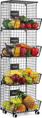 Immagine prodotto di Contenitore metallico a 4 scomparti per frutta e verdura, per cucina e bagno