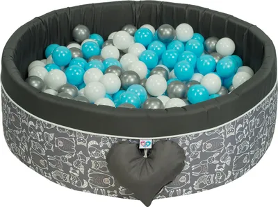 Zdjęcie produktu dla H&F Home Textiles Ball Pool With Balls | Ball Pool For Babies Children 98X30cm | Colour: Black-Grey with an animal pattern | 300 pieces ∅ 7cm Blue Balls for Ball Pool