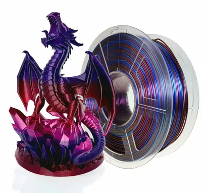 Produktbild von PLA 3D-Drucker-Filament, 1,75 mm, Galaxy-Rot, Seidenblau, Seidenviolett, 1 kg