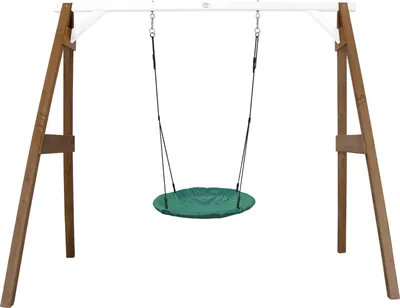 Produktbild von AXI Nestschaukel Summer mit Gestell für Kinder | Outdoor Nest Schaukel 100 cm für den Garten | Schaukelgestell in Braun & Weiß / Nestschaukel in Grün