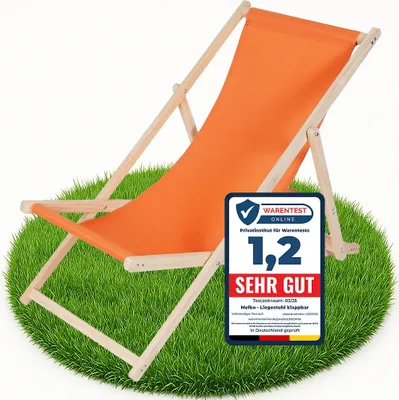 Image de Chaise longue pliante Melko en bois pour jardin - Orange