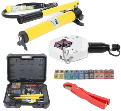 Obrázok produktu pre Hydraulický lis na hadice, kompletná sada pre klimatizačné aplikácie, robustná konštrukcia, žltá farba