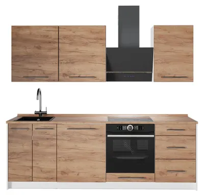 Image de Cuisine Vicco Fame-Line Chêne de force doré/Blanc 230cm, PT Chêne, Model 62939