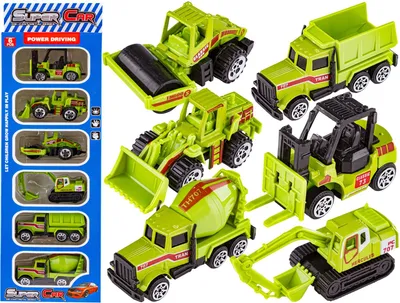 Produktbild von Metall-Baufahrzeuge, Autos, Spielzeugeisenbahnen 6-teiliges Set