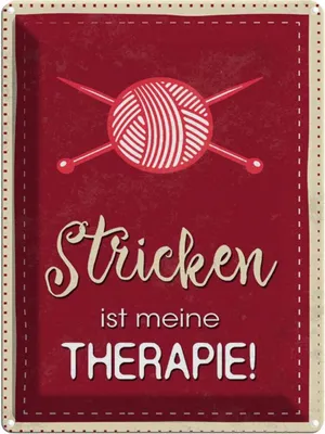 Produktbild von vianmo Blechschild 40x30 cm Stricken ist meine Therapie Spruch Zitat