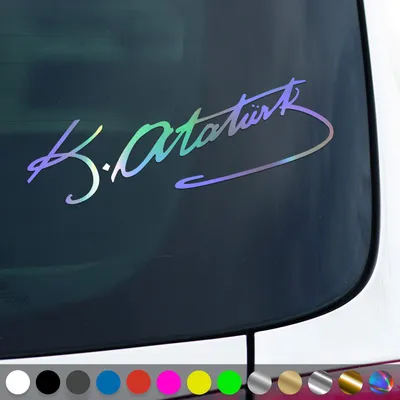 Produktbild von PantherPixel Atatürk Aufkleber Mustafa Kemal Türkei Imza Sticker Auto Geschenkidee Farbe Oilslick-Hologramm