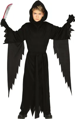Produktbild von Messer  Tod Halloween Kostüm, Größe: 7 - 9 Jahre Farbe: Schwarz