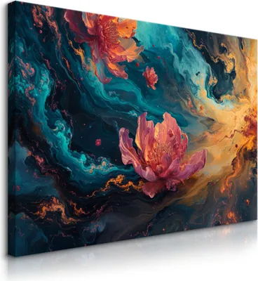 Produktbild von Muralo Leinwandbild Canvas BUNTE ABSTRAKTION Marmor Blumen Moderne Muster Br. 100cm x Hö. 70cm