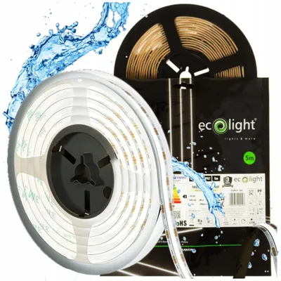 Obrázek produktu pro LED páska COB, 5 metrů, 45 W, 6000 K, studená bílá, pro koupelnu, stupeň krytí IP67