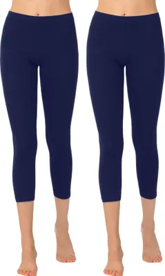 Produktbild von Damen Legging 3/4 Capri aus atmungsaktiver Viskose Blau Gr. 36/38,2er