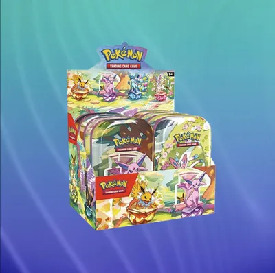 Produktbild von Pokemon TCG Karmesin & Purpur 8.5 Prismatische Entwicklungen Mini Tin Display (8) ENGLISCH