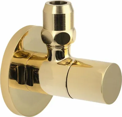 Obrázok produktu pre Uhlový ventil s maticou, kruhový, 1/2" x 3/8", zlatý