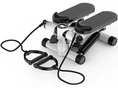 Obrázek produktu pro Domácí stepper – mini stepper – s odporovými pásky – pro kardio trénink – kompaktní provedení – černá/bílá