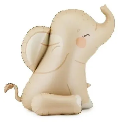 Image de Ballon en aluminium en forme d'éléphant, beige, 84x90 cm - PartyDeco
