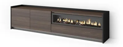 Produktbild von TV-Möbel Holzeffekt eiche schwarz 207x37x50cm Kamin mit Feuereffekt