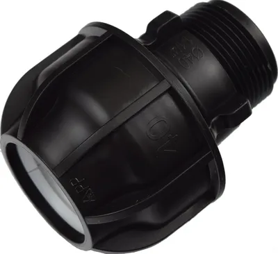 Produktbild von Agora-Tec® PE Fitting Kupplung 40 mm x 1 1/4 Zoll AG (41,9 mm) für PE-Rohr 40 mm SCHWARZ