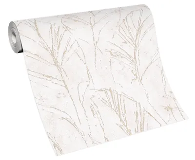 A roll of wallpaper with a floral pattern.