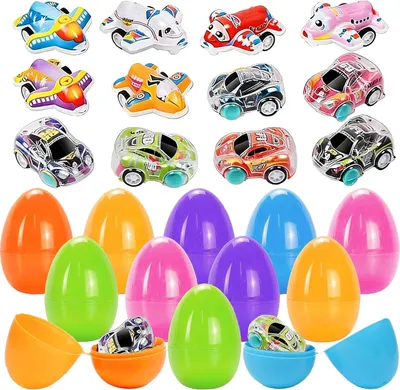 Produktbild von Aufzieautos für Kinder, 12 Stück, 12 bunte Ostereier, für Ostern