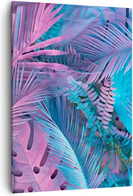 Produktbild von Bild auf Leinwand - Leinwandbild - Einteilig - Blätter Rosa Blau - 50x70cm - Wand Bild - Wanddeko - Wandbilder - Leinwanddruck - Kunstdruck - Wanddekoration - Leinwand bilder - Wandbild - PA50x70-4401