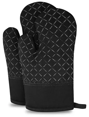 Produktbild von 1 Paar Ofenhandschuhe Hitzebeständig bis 300°C Anti-Rutsch Baumwolle 27x17cm