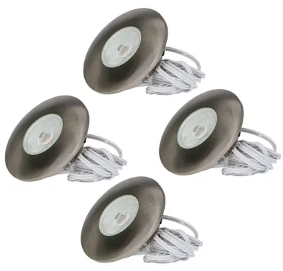 Image de HOFTRONIC - Spot LED encastrable plat 3W 2700K IP44 inox lot de 4