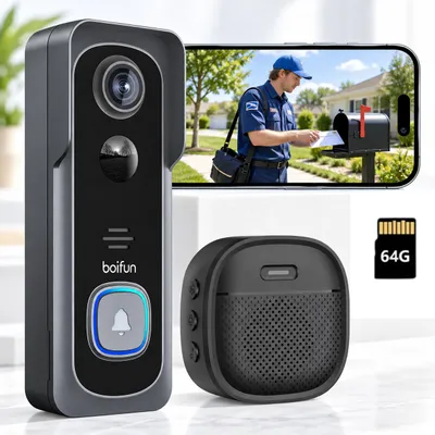 Produktbild von 2K HD WLAN tš¹rklingel mit kamera 64G Karte Funkklingel mit Kamera Alexa PIR Bewegungserkennung Nachtsicht 2 Wege Audio Haustš¹rklingel