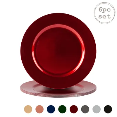 Produktbild von Argon Ta 6 Stück Metallic Charger Plate Set - Metallic-Finish - 33cm - Rot