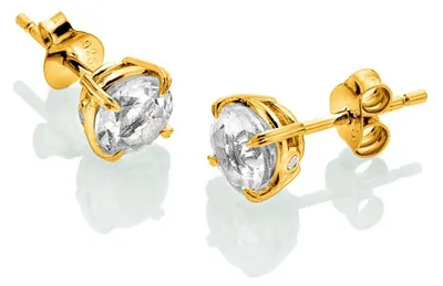 Produktbild von Feine vergoldete Ohrstecker mit Topasen und Diamanten Edelstein DE834