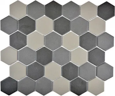 Produktbild von Mosaikfliese Keramik Hexagon grau dunkelgrau schwarz unglasiert MOS11B-2313-R10