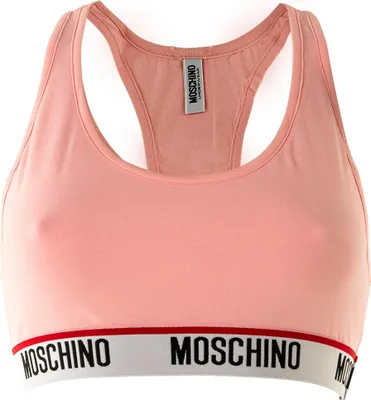 Obrázok produktu pre MOSCHINO dámske poprsie - podprsenka, športová podprsenka, racerback, bavlnená elastická, jednofarebná ružová S